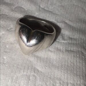 Sterling Silver Vintage Modernist Puffy Heart Ring